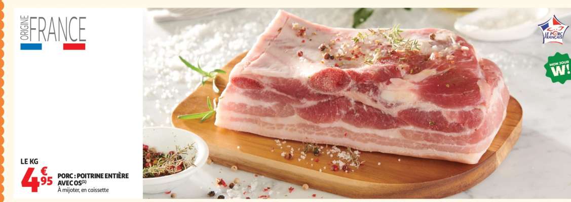 PORC : POITRINE ENTIÈRE AVEC COUENNE
