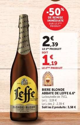 Bière Blonde Abbaye de Leffe 6,6°