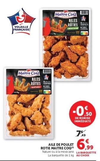 Aile de poulet rotie Maitre Coq