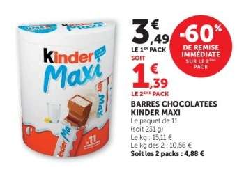 BARRES CHOCOLATÉES KINDER MAXI