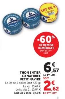 Thon entier au naturel 'Petit Navire'