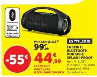 ENCEINTE BLUETOOTH PORTABLE SPLASH-PROOF