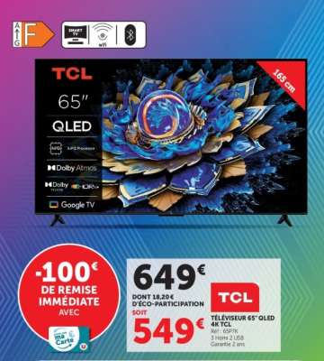 TCL Téléviseur 65" QLED 4K