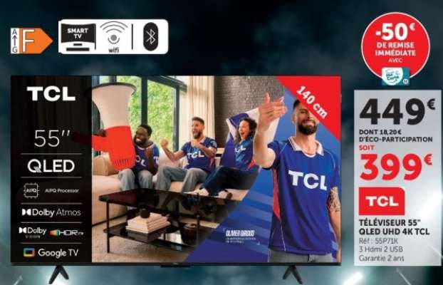 TÉLÉVISEUR 55'' QLED UHD 4K TCL