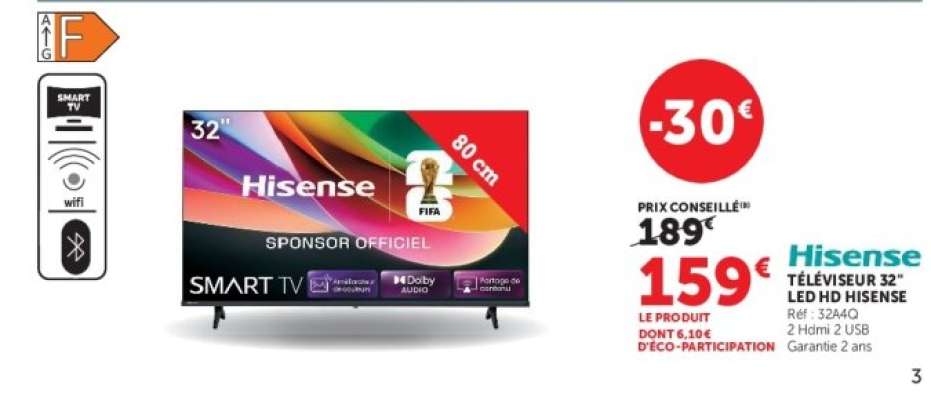 Hisense TÉLÉVISEUR 32'' LED HD