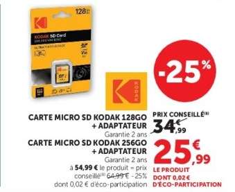 CARTE MICRO SD KODAK 128GO + ADAPTATEUR