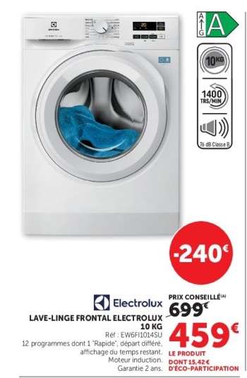 Lave-linge frontal Electrolux 10 kg