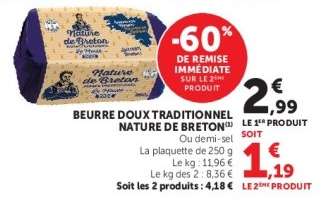 Beurre Doux Traditionnel Nature de Breton