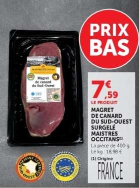 MAGRET DE CANARD DU SUD-OUEST SURGELÉ MAISTRES OCCITANS