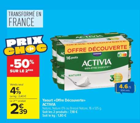 Yaourt «Offre Découverte» ACTIVIA