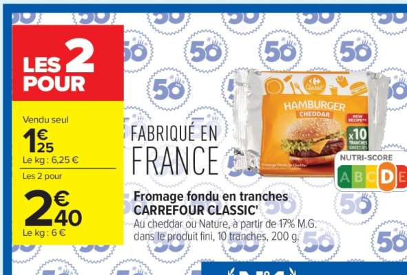Fromage fondu en tranches CARREFOUR CLASSIC!
