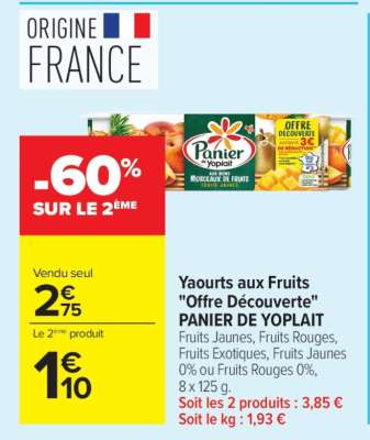 Yaourts aux fruits «Offre découverte» PANIER DE YOPLAIT
