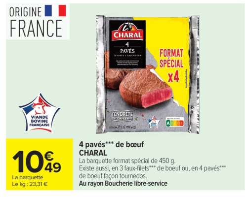 4 pavés de bœuf CHARAL