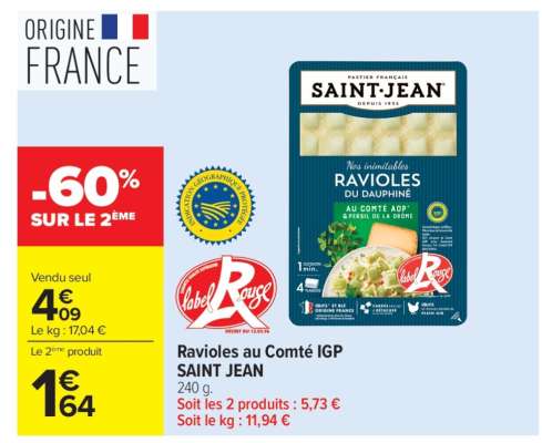 Ravioles au Comté IGP SAINT JEAN