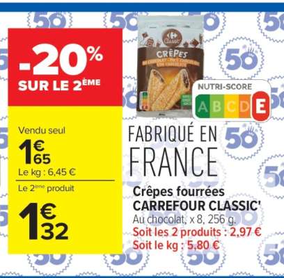 Crêpes fourrées CARREFOUR CLASSIC’