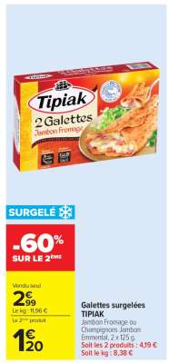 Galettes surgelées TIPIAK