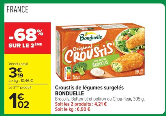 Croustis de légumes surgelés BONDUELLE