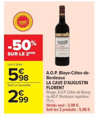 A.O.P. Blaye Côtes de Bordeaux LA CAVE D'AUGUSTIN FLORENT