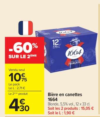 Bière en canettes 1664