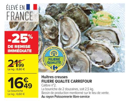 Huîtres creuses FILIERE QUALITE CARREFOUR