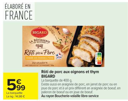 Rôti de porc aux oignons et thym BIGARD