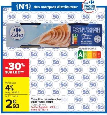 Thon Albacore en tranches CARREFOUR EXTRA