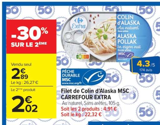 Filet de Colin d'Alaska MSC CARREFOUR EXTRA