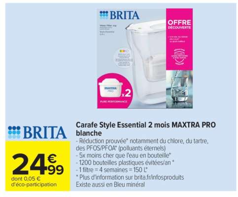 Carafe Style Essential 2 mois MAXTRA PRO blanche