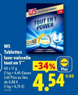 W5 Tablettes lave-vaisselle tout en 1
