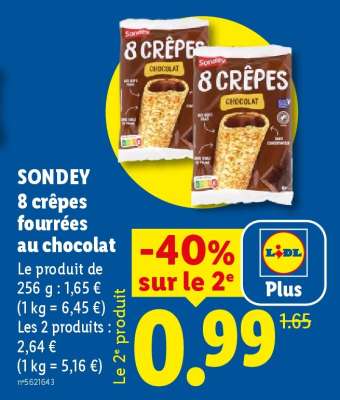 SONDEY 8 crêpes fourrées au chocolat