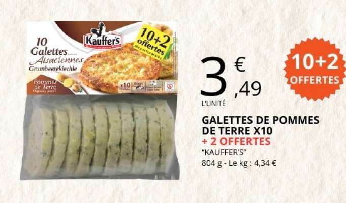 GALETTES DE POMMES DE TERRE X10 + 2 OFFERTES