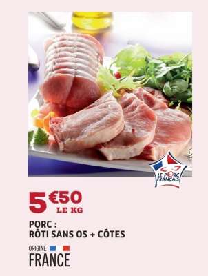 PORC : RÔTI SANS OS + CÔTES