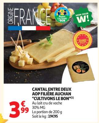 Cantal Entre Deux Aop Filière Auchan "Cultivons Le Bon"