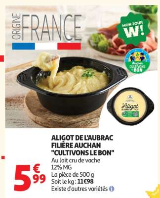 Aligot De L'aubrac Filière Auchan "Cultivons Le Bon"