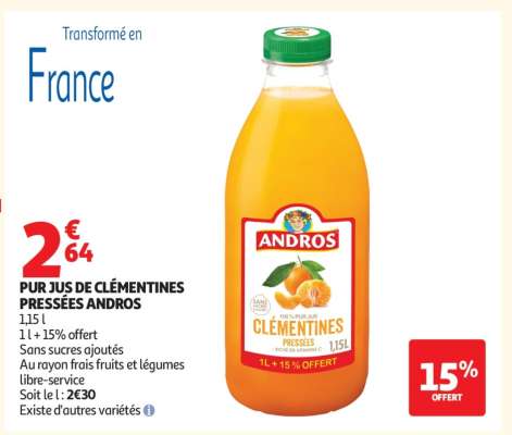 PUR JUS DE CLÉMENTINES PRESSÉES ANDROS
