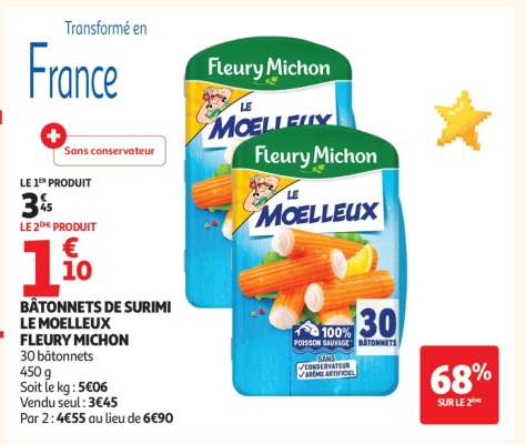 Bâtonnets De Surimi Le Moelleux Fleury Michon