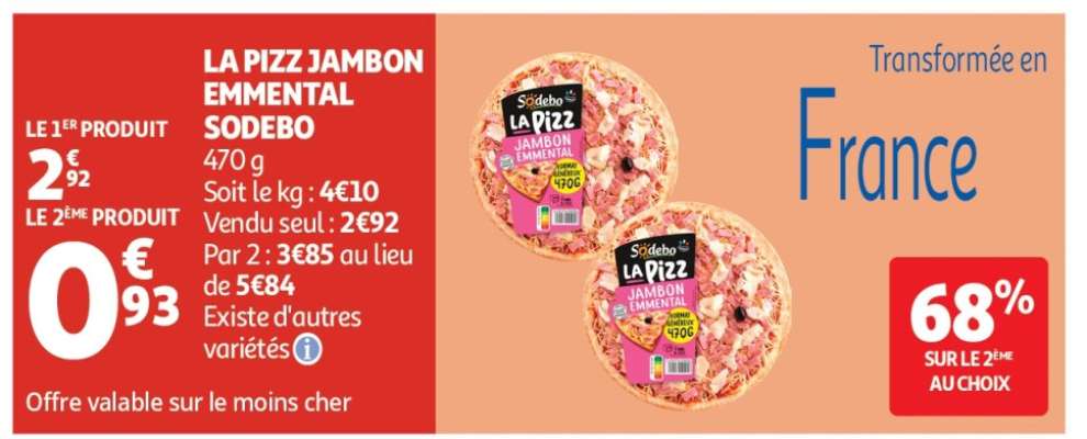 La Pizz Jambon Emmental Sodebo