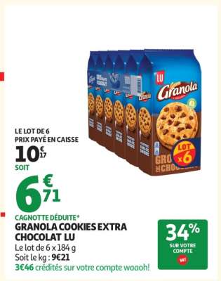 GRANOLA COOKIES EXTRA CHOCOLAT LU