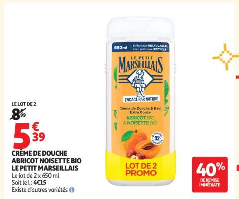 CRÈME DE DOUCHE ABRICOT NOISETTE BIO LE PETIT MARSEILLAIS