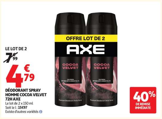DÉODORANT SPRAY HOMME COCOA VELVET 72H AXE