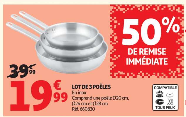 Lot de 3 poêles