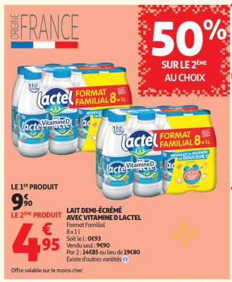 LAIT DEMI-ÉCRÉMÉ AVEC VITAMINE D LACTEL