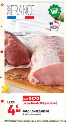 Porc : Longe Sans Os