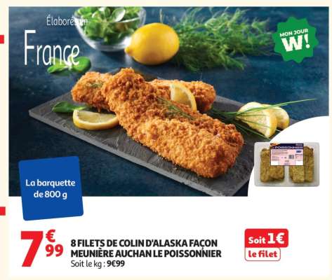 8 FILETS DE COLIN D'ALASKA FAÇON MEUNIÈRE AUCHAN LE POISSONNIER