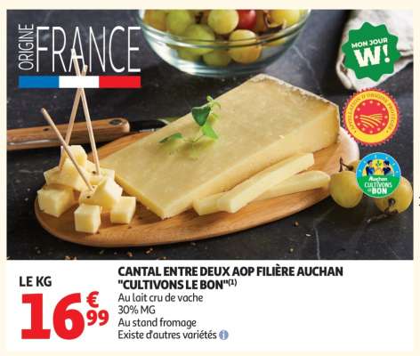Cantal Entre Deux Aop Filière Auchan "Cultivons Le Bon"
