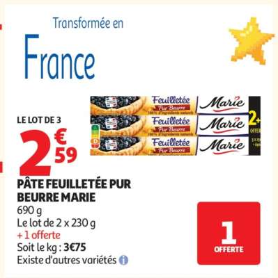 Pâte Feuilletée Pur Beurre Marie