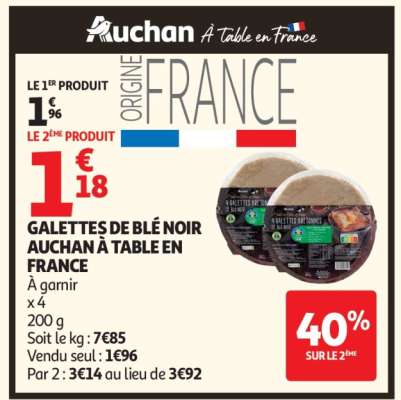 GALETTES DE BLÉ NOIR AUCHAN À TABLE EN FRANCE