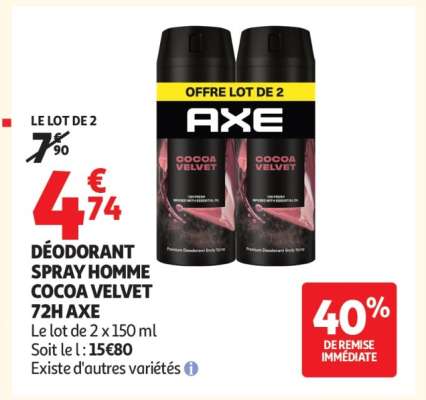 DÉODORANT SPRAY HOMME COCOA VELVET 72H AXE