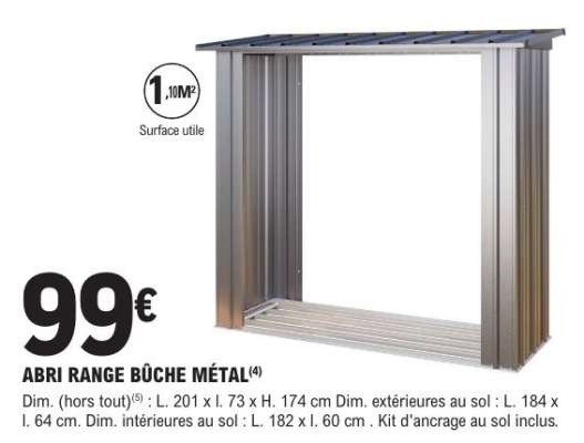 ABRI RANGE BÛCHE MÉTAL