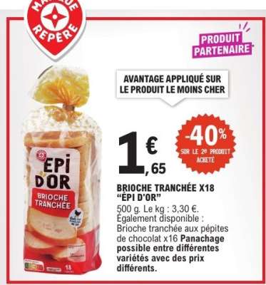 BRIOCHE TRANCHÉE X18 “EPI D'OR”